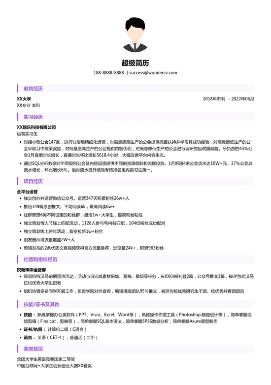 西山居-新媒体运营简历模板